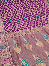 KcPc Pure Figure Design Khaddi Georgette Janglaw Bandhani Neemzari SareePurple