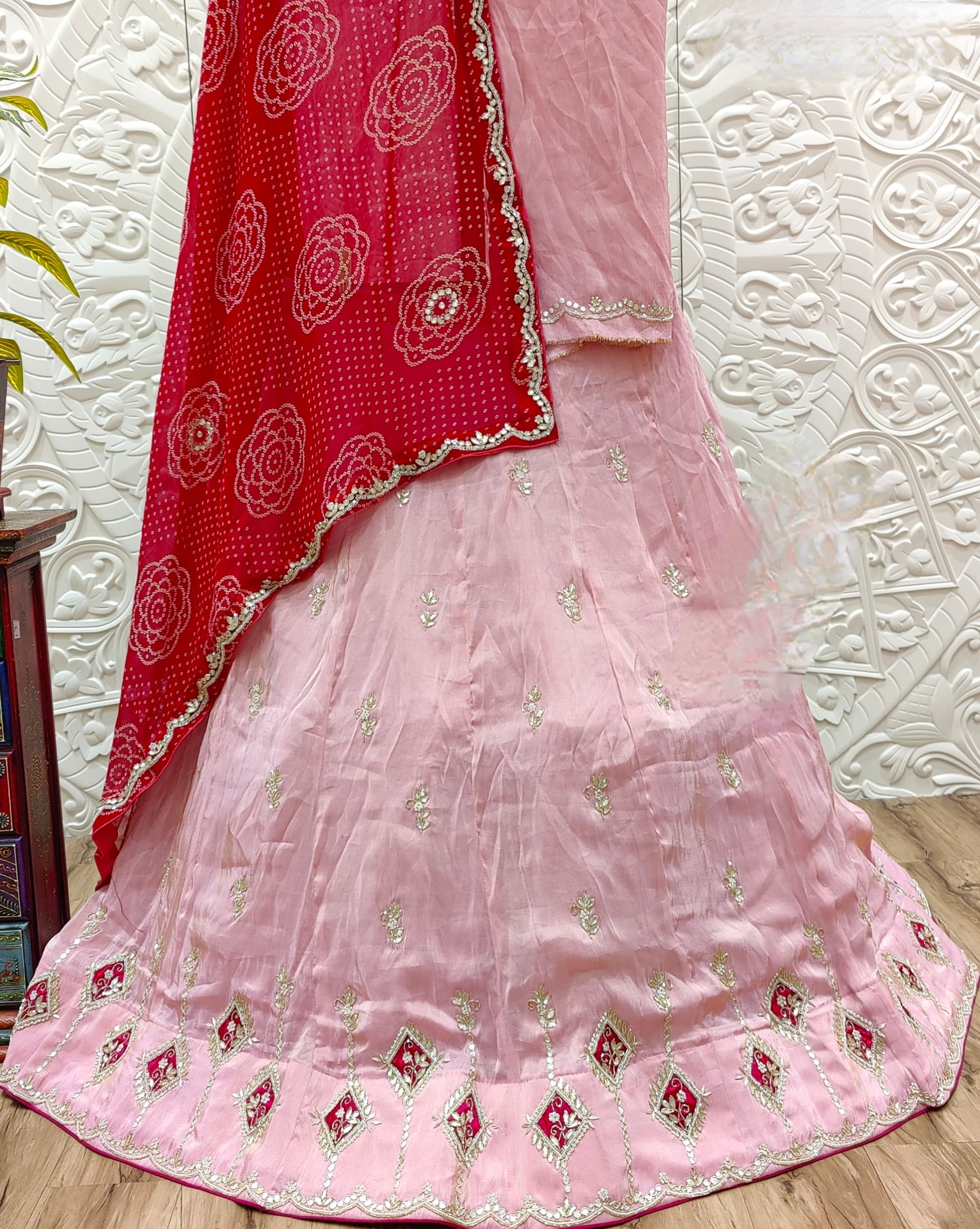 KcPc New Upada silk Georgette dupatta Cutdana Gotapatti Work Lehenga MAD