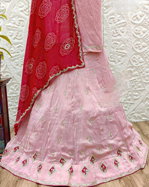 KcPc New Upada silk Georgette dupatta Cutdana Gotapatti Work Lehenga MAD
