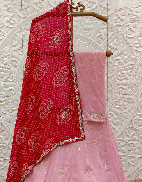 KcPc New Upada silk Georgette dupatta Cutdana Gotapatti Work Lehenga MAD