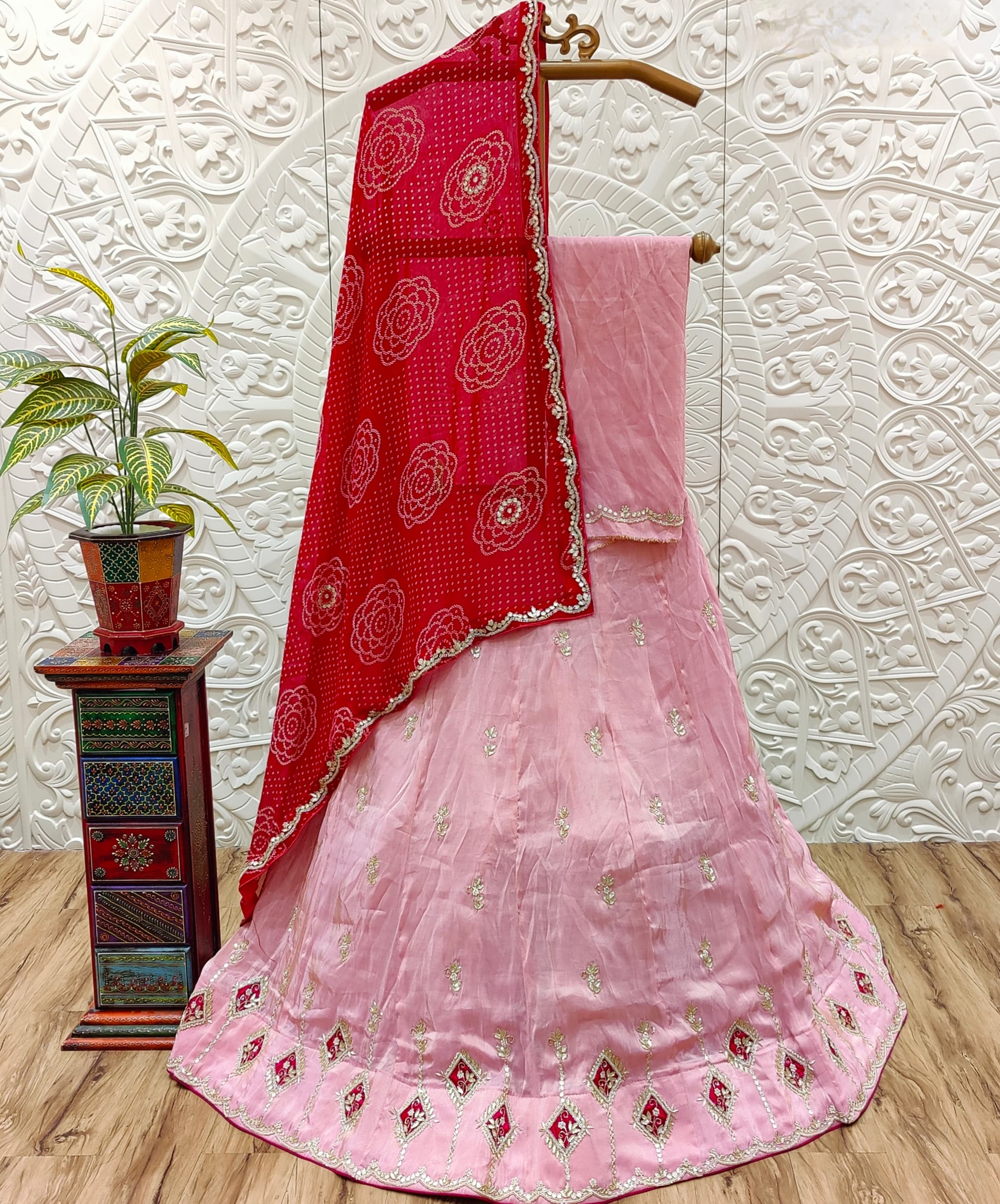 KcPc New Upada silk Georgette dupatta Cutdana Gotapatti Work Lehenga MAD