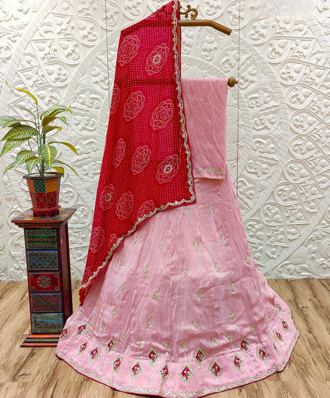 KcPc New Upada silk Georgette dupatta Cutdana Gotapatti Work Lehenga MAD