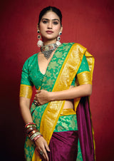 By New Beautiful Banarasi With Zari border Work Saree