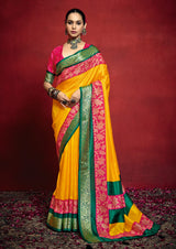 By New Beautiful Banarasi With Zari border Work Saree