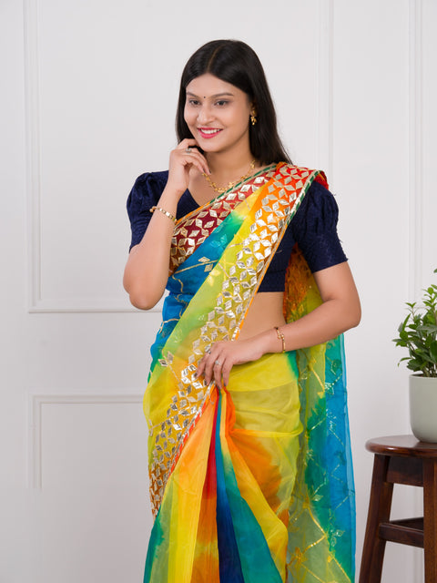 KcPc Pure organza with beautiful gota patti saree MHS Multi 1