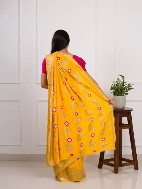 KcPc Special New Dola Silk Bandhani Zari Weaving Work Saree RTK