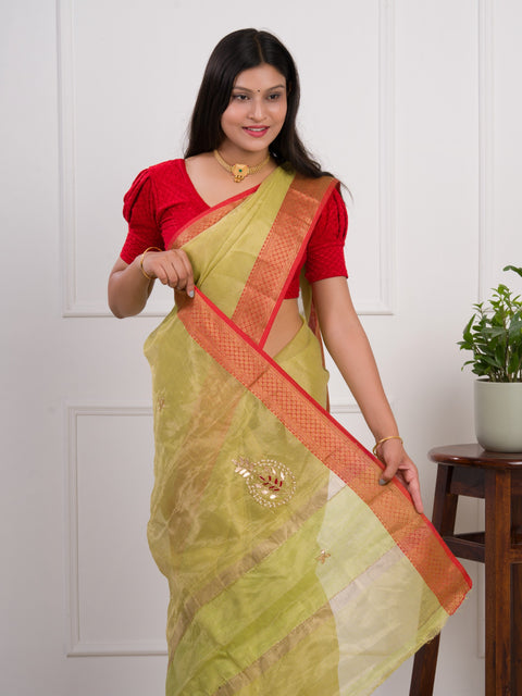 KcPc Pure Maheshwari Banarasi Kota doriya Gotapatti Saree SWA