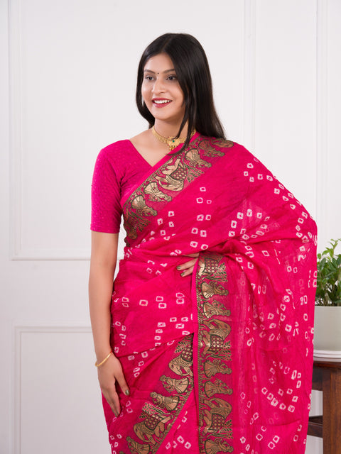 KcPc New Handmade Bandhej Bandhani Viscos Silk Saree