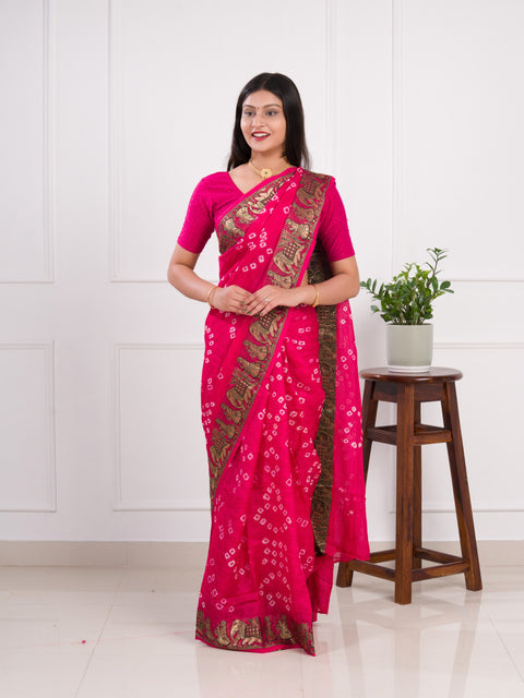 KcPc New Handmade Bandhej Bandhani Viscos Silk Saree