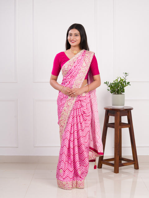 KcPc Exclusive New Lightweight Chinon Silk With Gotapatti Work Saree SNA