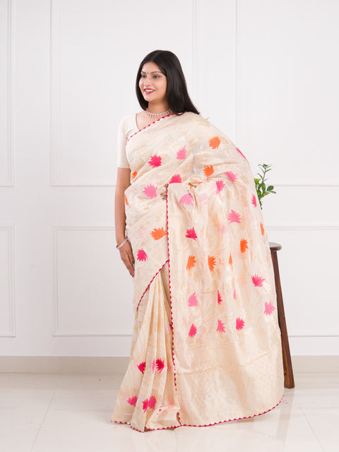KcPc New Khaddi Silk With Beautiful Kashmiri Weaving Saree SWA