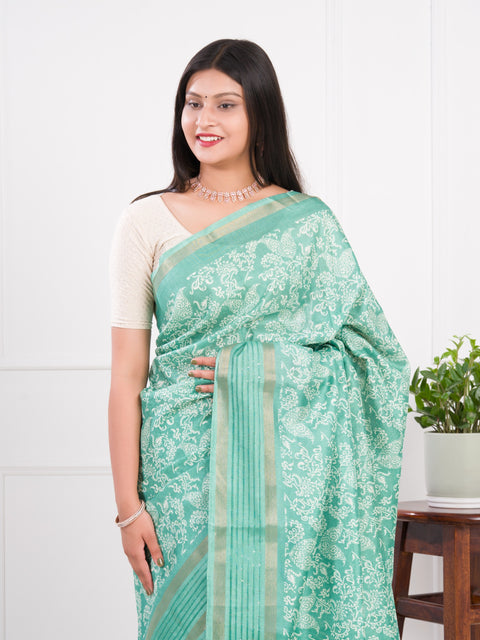KcPc Special Batik Sanganeri Print Banarasi Border Saree