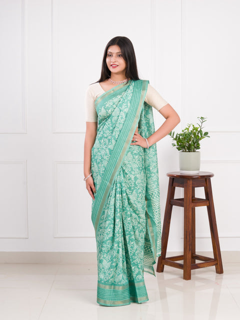 KcPc Special Batik Sanganeri Print Banarasi Border Saree
