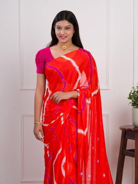 KcPc Latest New Jaipuri Traditional Chinon  Bandhani Saree