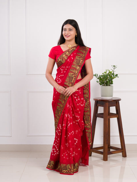 KcPc Handmade Bandhej Bandhani Viscos Silk Saree