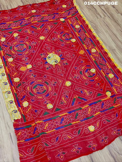 KcPc New Beautifull Heavy Belbutti Marriage Chunri Dedh Pat Chunri (Pure Georgette Fabric)