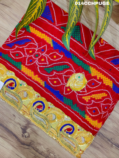 KcPc New Beautifull Heavy Belbutti Marriage Chunri Dedh Pat Chunri (Pure Georgette Fabric)