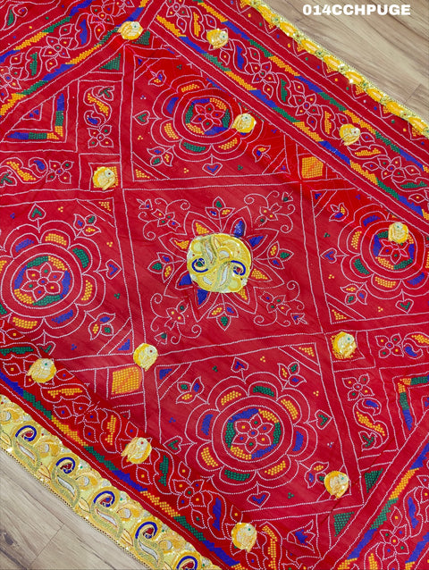 KcPc New Beautifull Heavy Belbutti Marriage Chunri Dedh Pat Chunri (Pure Georgette Fabric)