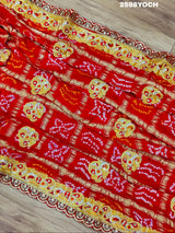 By Latest Traditional Bandhani Style With Bel Buti Work Odhna