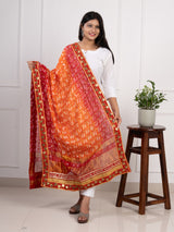 KcPc Ghatchola Art Silk Bandhej Gotapatti DupattasOrange
