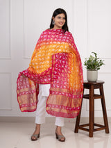 KcPc Ghatchola Bandhej silk DupattaOrange Rani