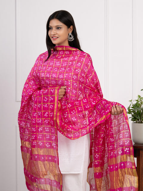 KcPc Ghatchola Bandhej silk Dupatta  Rani
