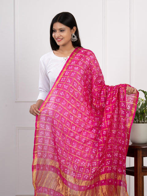 KcPc Ghatchola Bandhej silk Dupatta  Rani