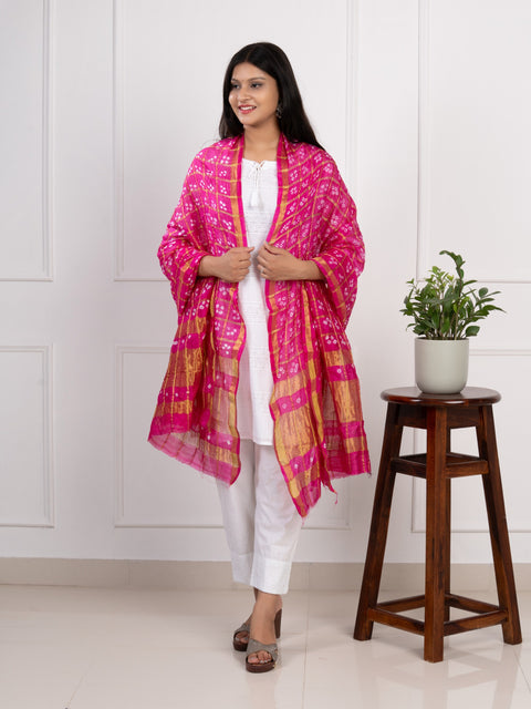 KcPc Ghatchola Bandhej silk Dupatta  Rani