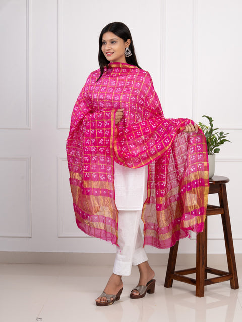 KcPc Ghatchola Bandhej silk Dupatta  Rani