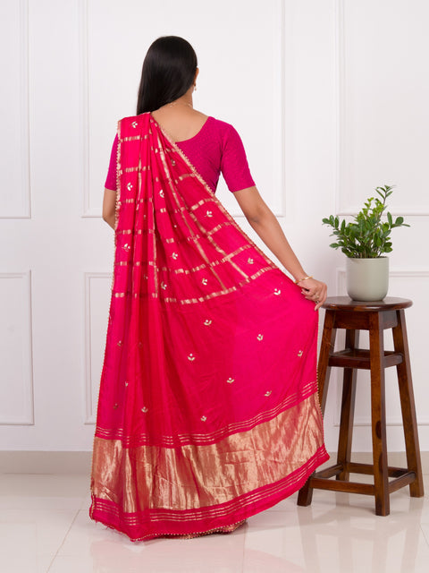 KcPc Latest Arrival Designer Gaji Silk Gotapatti Handwork Saree  Rani