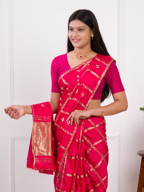 KcPc Latest Arrival Designer Gaji Silk Gotapatti Handwork Saree  Rani