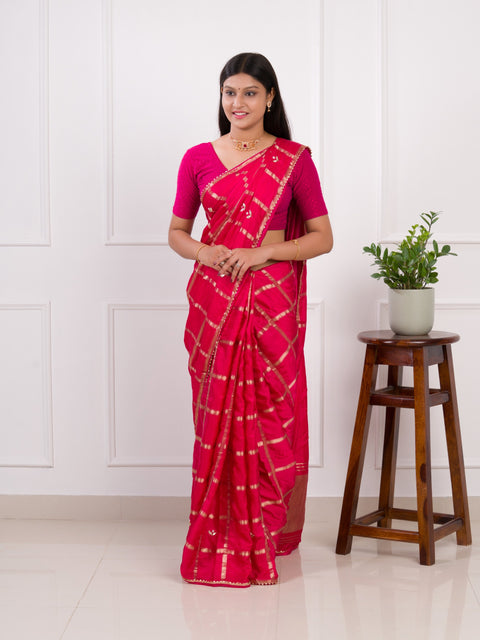 KcPc Latest Arrival Designer Gaji Silk Gotapatti Handwork Saree  Rani