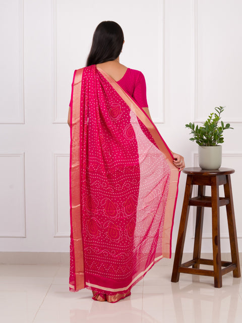 KcPc New Beautiful Light Weight Chiffon Bandhani Print Saree STL