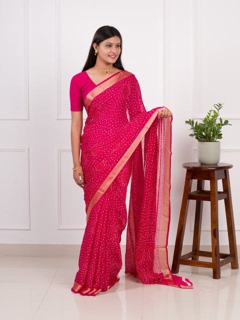 KcPc New Beautiful Light Weight Chiffon Bandhani Print Saree STL