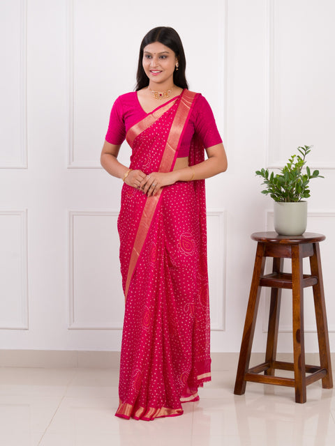 KcPc New Beautiful Light Weight Chiffon Bandhani Print Saree STL
