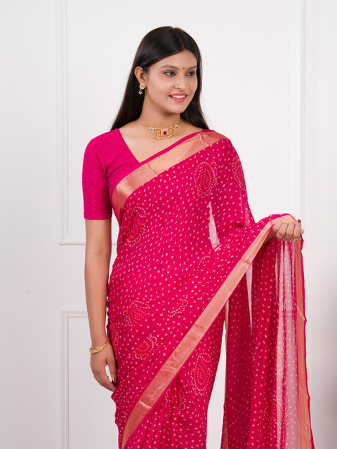 KcPc New Beautiful Light Weight Chiffon Bandhani Print Saree STL