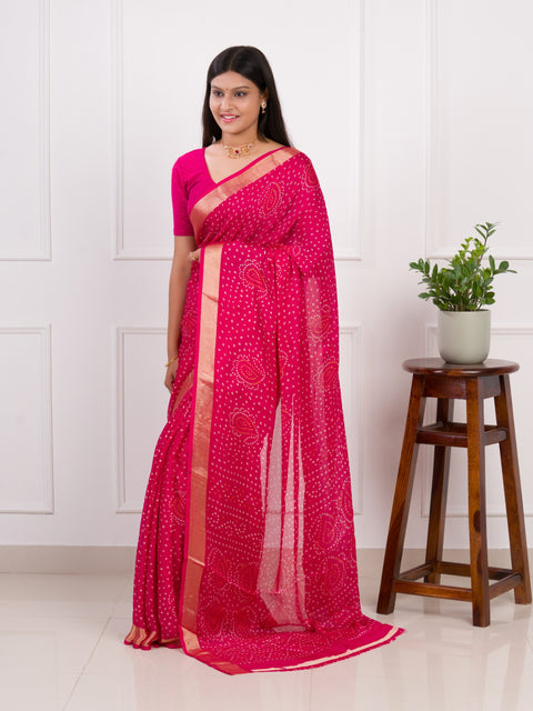 KcPc New Beautiful Light Weight Chiffon Bandhani Print Saree STL