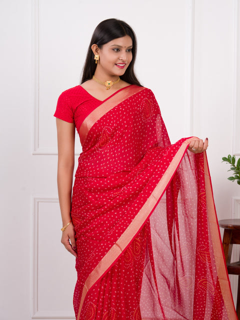 KcPc Beautiful Light Weight Chiffon Bandhani Print Saree STL