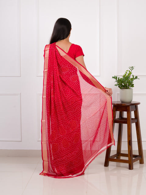 KcPc Beautiful Light Weight Chiffon Bandhani Print Saree STL