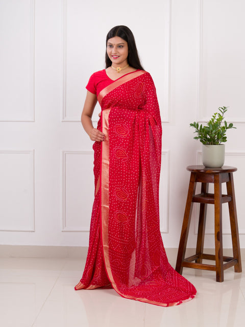 KcPc Beautiful Light Weight Chiffon Bandhani Print Saree STL