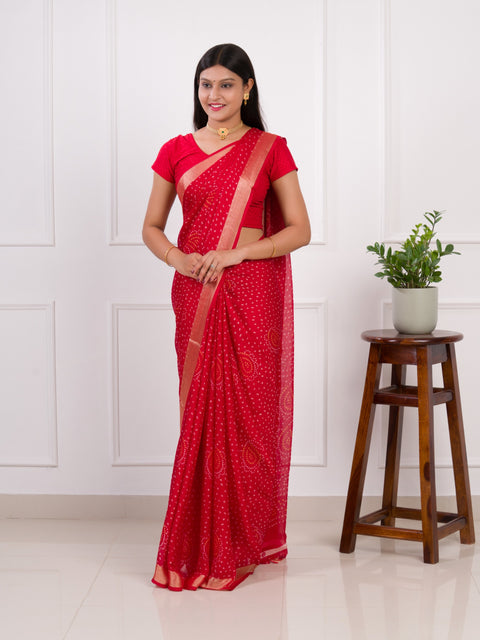 KcPc Beautiful Light Weight Chiffon Bandhani Print Saree STL
