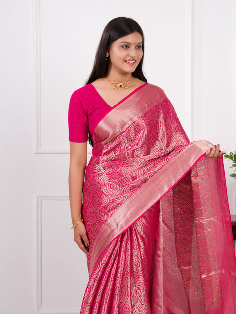 KcPc Pure Khaddi Georgette Golden Banarasi Zari Weaving Saree  AMT Rani