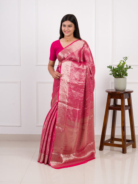 KcPc Pure Khaddi Georgette Golden Banarasi Zari Weaving Saree  AMT Rani