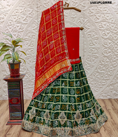KcPc New Gaji silk bandhani Style With GotaPatti work Lehanga BTU