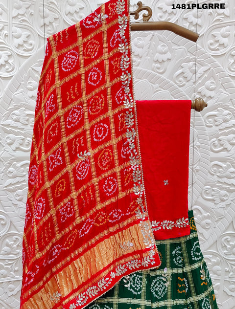 KcPc New Gaji silk bandhani Style With GotaPatti work Lehanga BTU