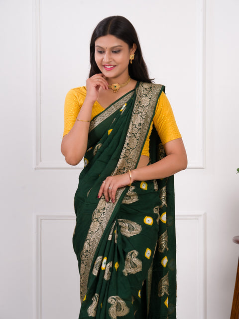 KcPc New Lounched Dola Silk Bandhani Zari Weaving Work Saree RTK