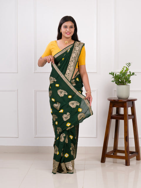 KcPc New Lounched Dola Silk Bandhani Zari Weaving Work Saree RTK