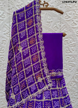 Gaji Silk Bandhani Gharchola with Cutdana Gota patti Work Lehenga