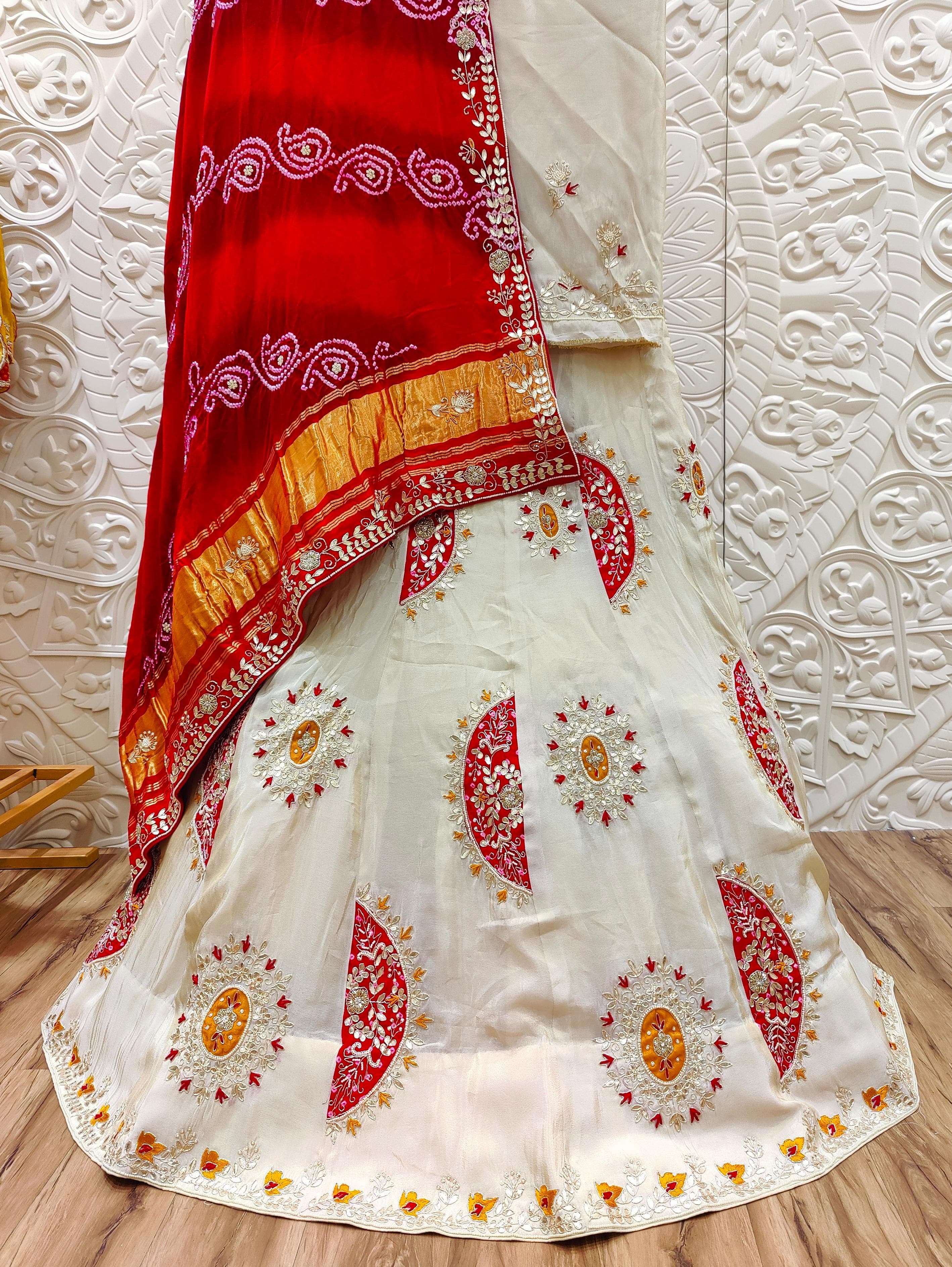 By Bandhani Style Lehenga With Traditional Wear