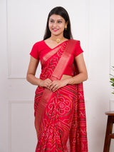 By Bandhani Saree With Festive Wear RED